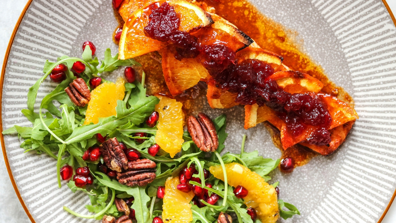 Zesty Orange Baked Salmon with Cranberries
